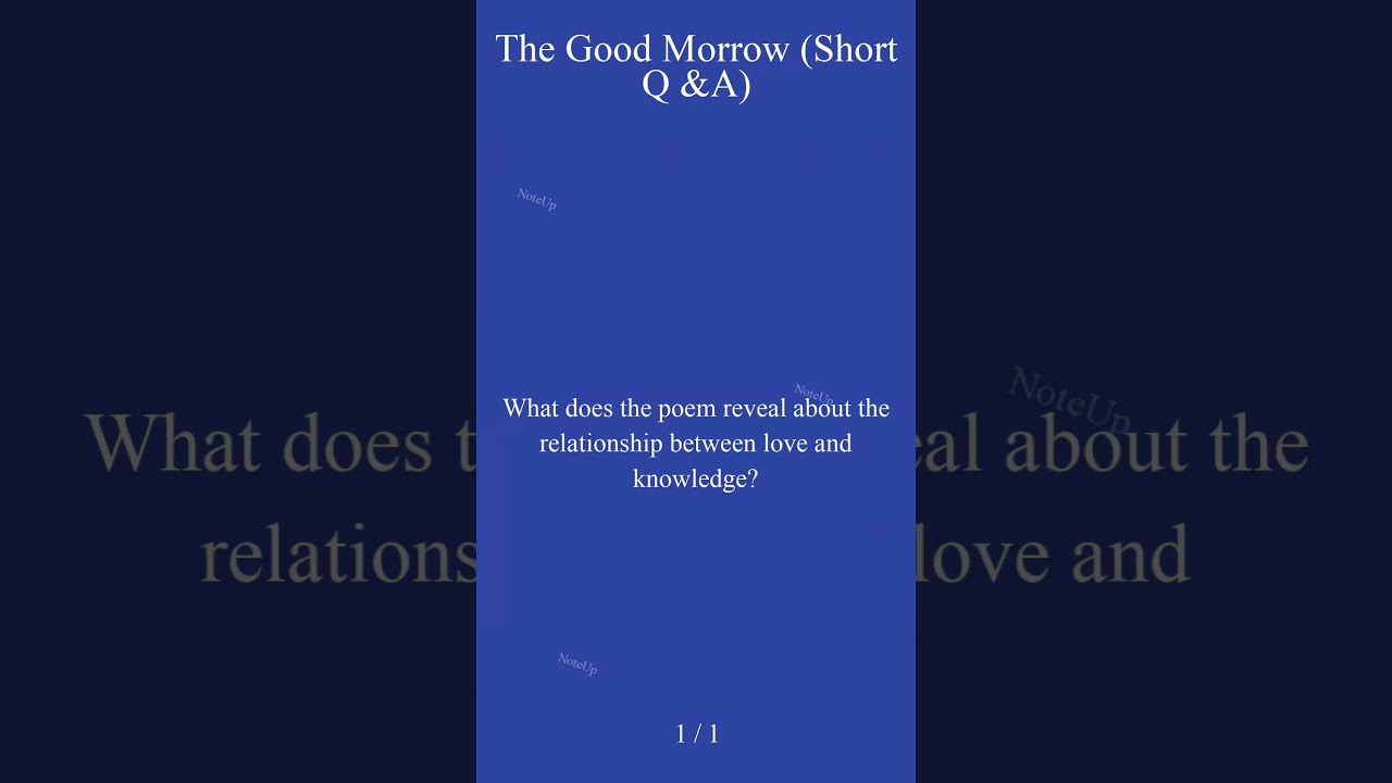 The Good Morrow by John Donne (Short Q &A )/part-2