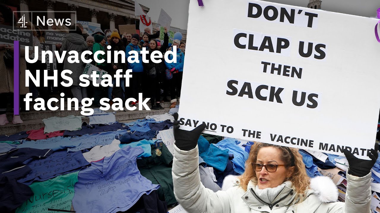 NHS staff protest mandatory Covid vaccination plans