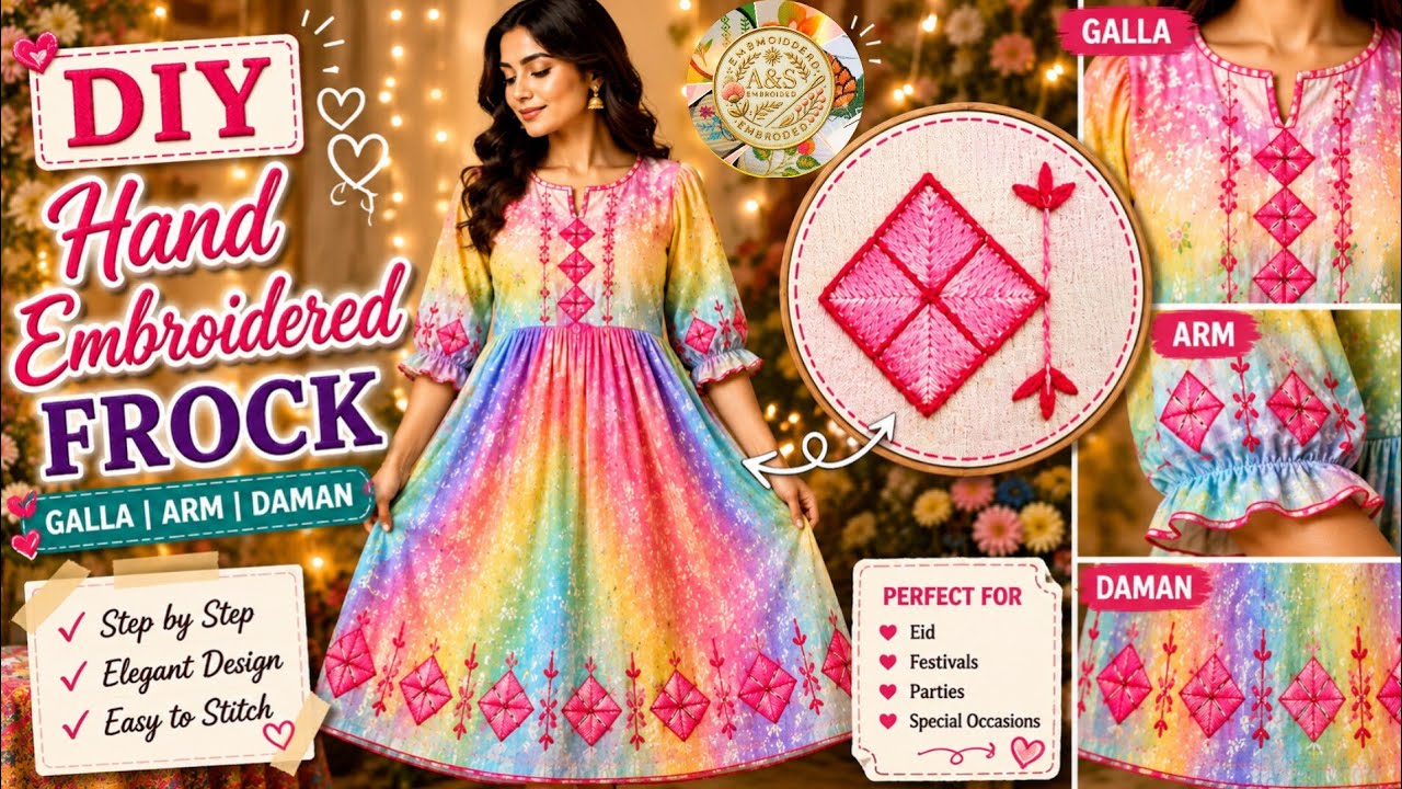 Viral Beautiful hand Embroidery Design |Galla Arm & Daman Embroidery Tutorial #handembroidery #viral