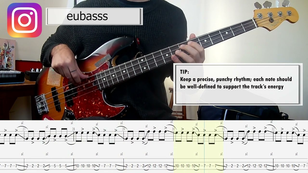 Lady Gaga - Disease BASS COVER + PLAY ALONG TAB + SCORE