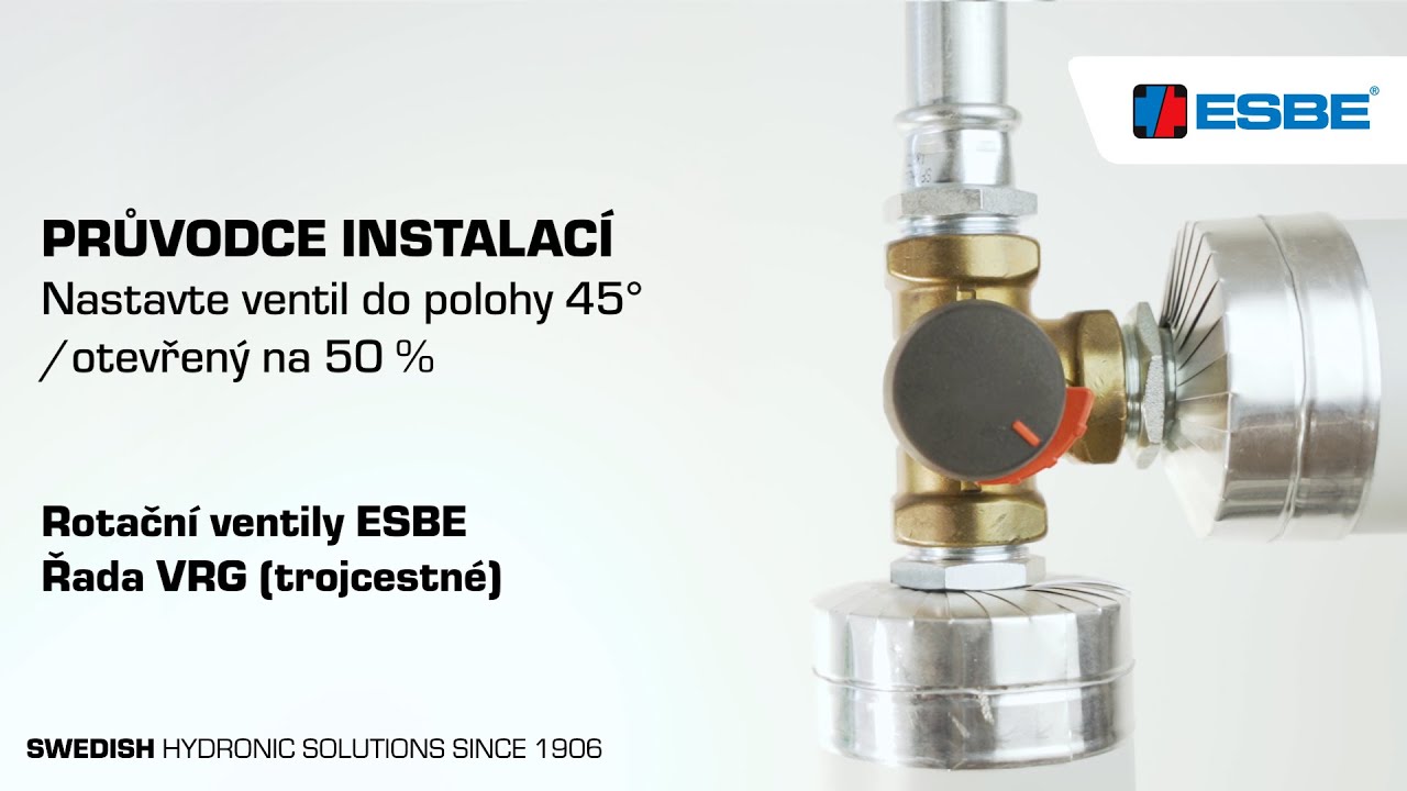 Jak nastavit trojcestný ventil ESBE do polohy 45° / otevřeno na 50 % (VRG)