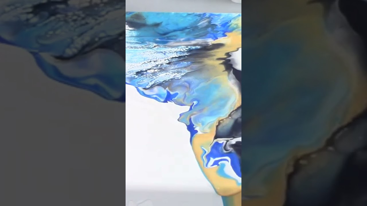 Blue and Gold Blowout Acrylic Fluid Art