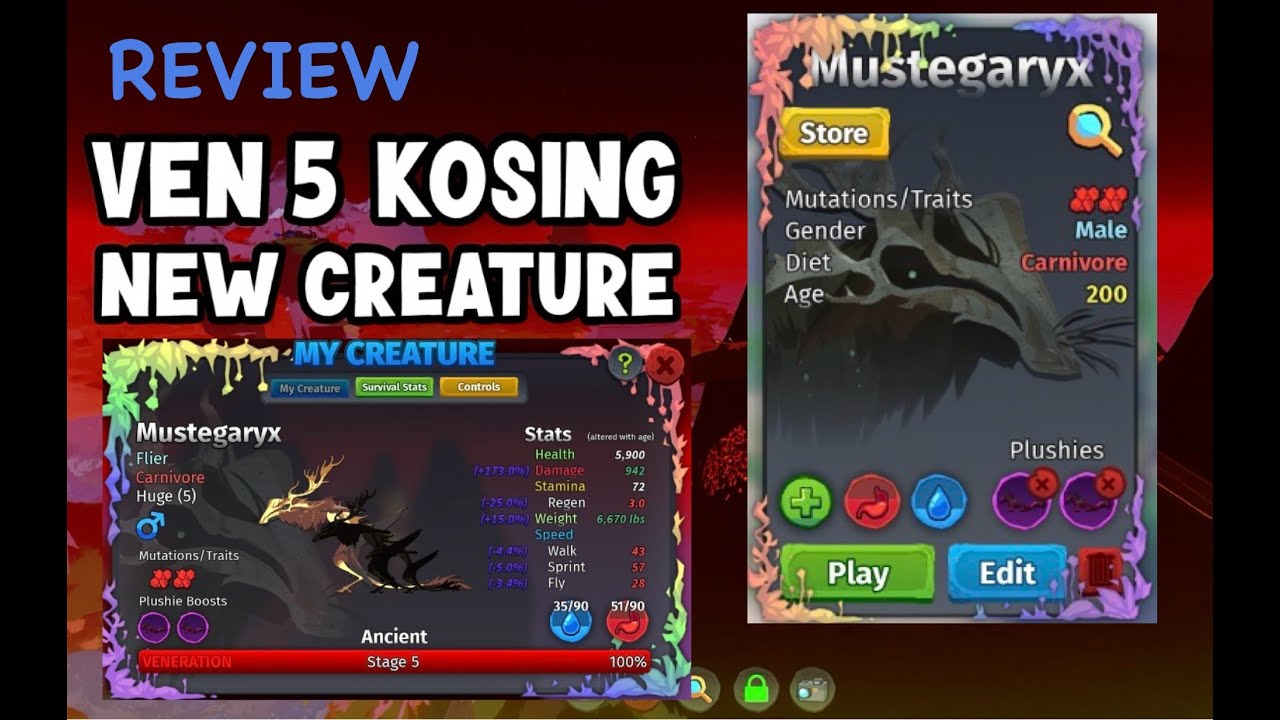 KOSING with the NEW Mustegaryx! |Review + Ven 5| [Creatures of Sonaria]