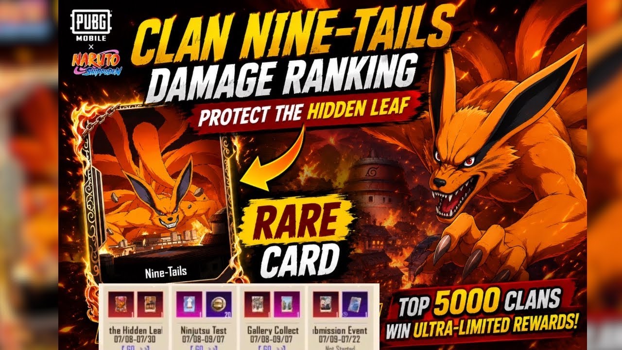 CLAN NINE-TAILS DAMAGE RANKING PUBG MOBILE | PROTECT THE HIDDEN LEAF | NINE TAIL CARD UNLOCK