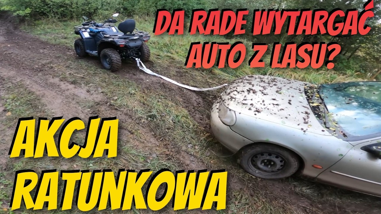 AKCJA RATUNKOWA - Czy quad wytarga auto z lasu przez błoto, wodę i las? Enduro Opa & Szwagier