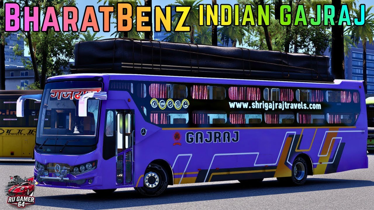 New INDIAN GAJRAJ BharatBenz Ac Sleeper Bus Driving INDIAN road Heavy Traffic Ets2 #ets2