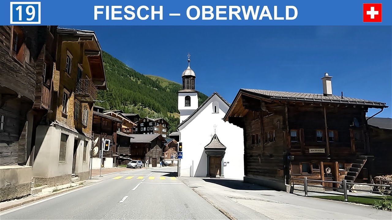 Driving in Switzerland. Furkastrasse from Fiesch to Oberwald. 4K