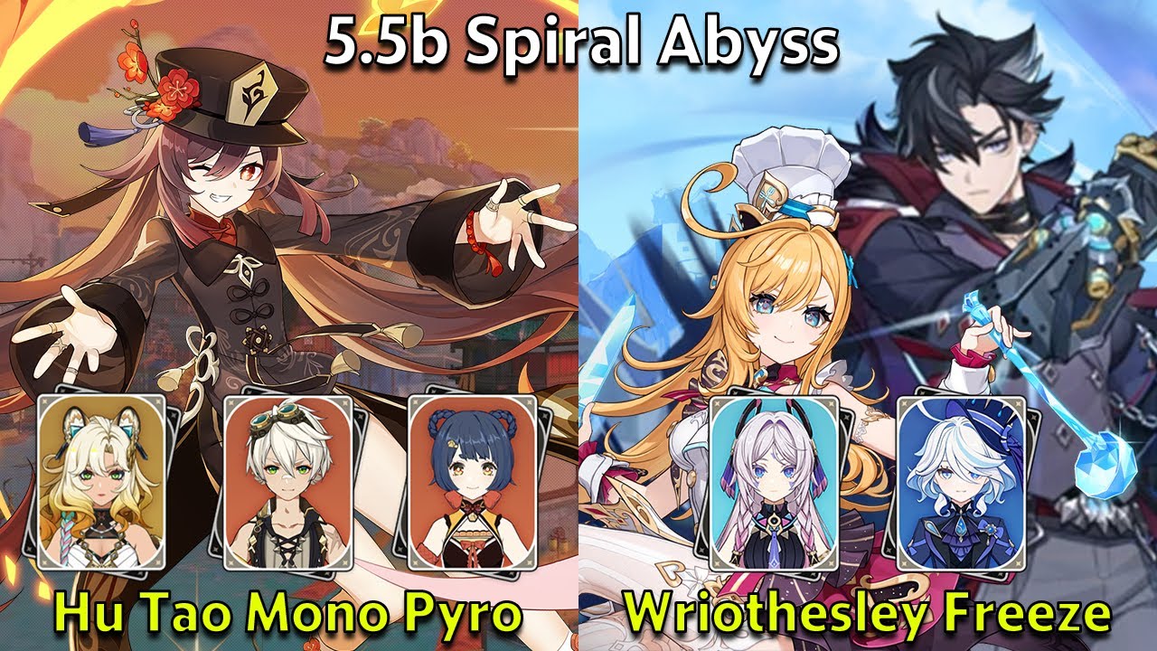 C2 Hu Tao Mono Pyro & C0 Wriothesley/Escoffier Freeze - Genshin Impact 5.5b Spiral Abyss Full Clear