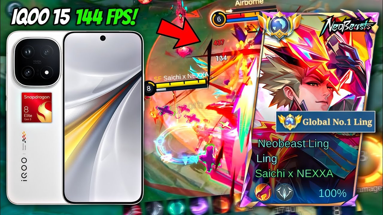 IQOO 15 144 FPS!! MOBILE LEGENDS TEST TOP GLOBAL 1 LING FASTHAND GAMEPLAY! 