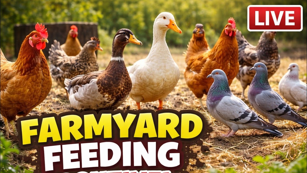 LIVE Farmyard Feeding Routine | Chickens, Ducks & Pigeons Together