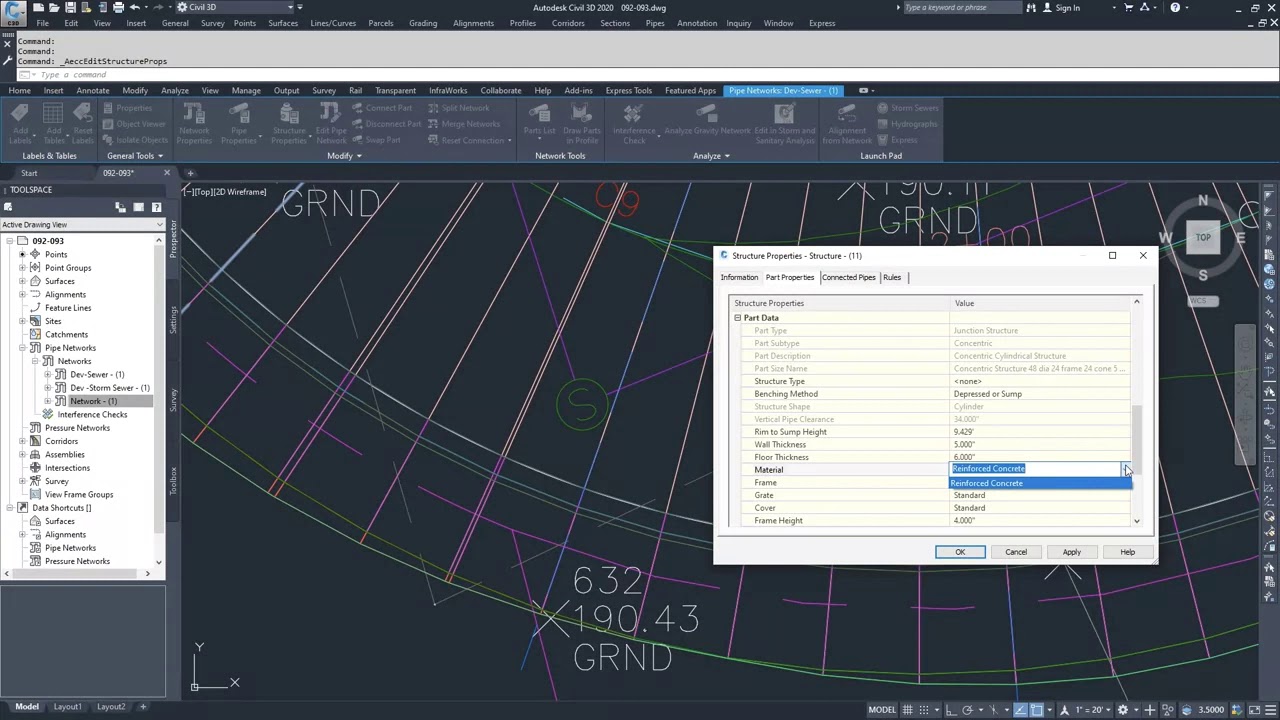 What are the tools to modify parts of Pipe and Pressure Networks in AutoCAD Autodesk: