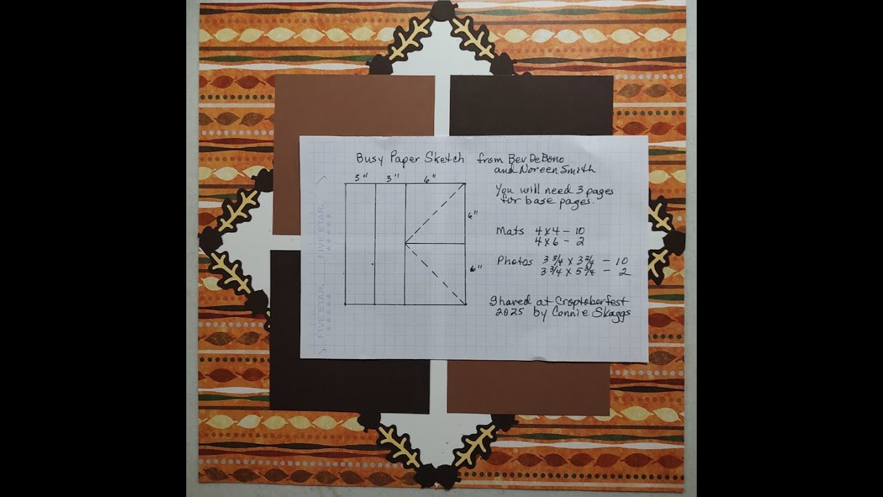 11.6.25 Busy Paper to Beautiful Pages shown in several Creative Memories papers with sketch.