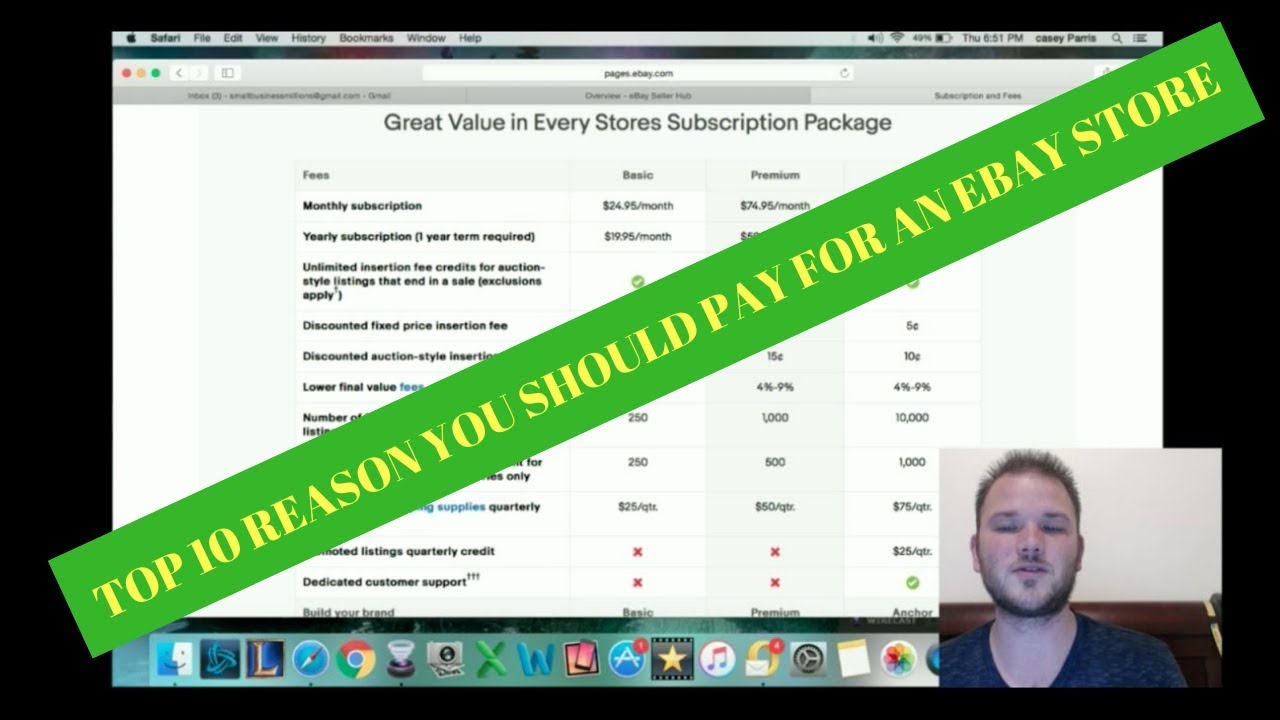 Top 10 Reasons you should pay for an Ebay Store.