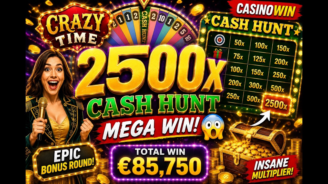 Crazy Time 2500X Cash Hunt 😱 HUGE WIN  Casino Win