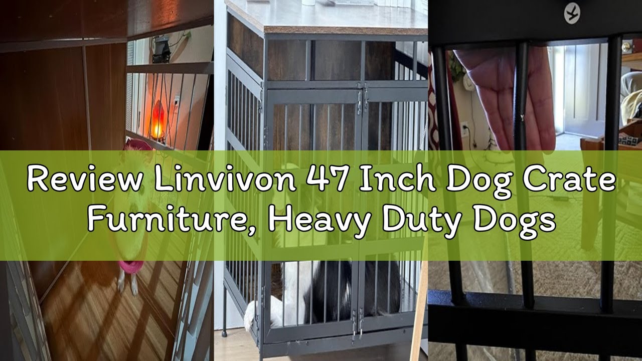 Review Linvivon 47 Inch Dog Crate Furniture, Heavy Duty Dogs Kennel for Small Medium Large Dogs, Dou