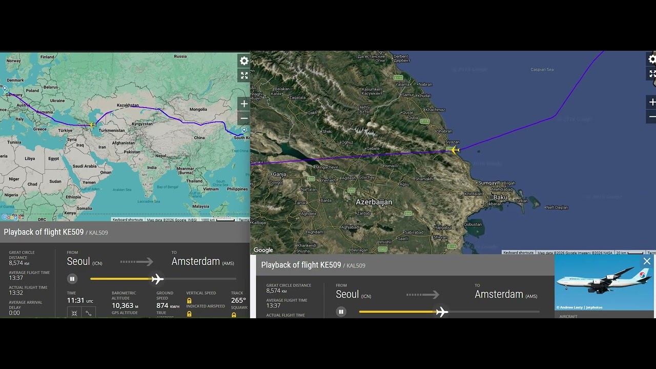 [Flight Track] Korea 'Seoul/Incheon(서울/인천)' - Nederland 'Amsterdam'