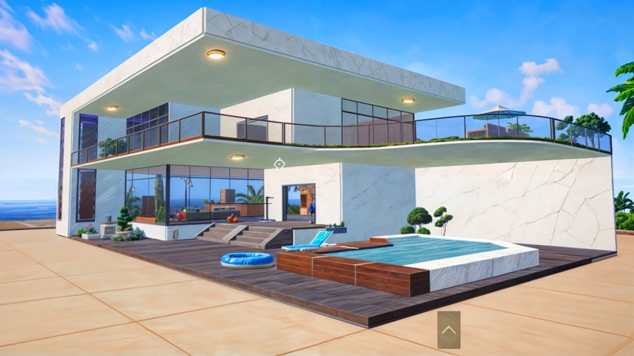 PUBG mobile house design for level 20 with swimming pool تصميم بيت بيجي لفل 20😱🔥