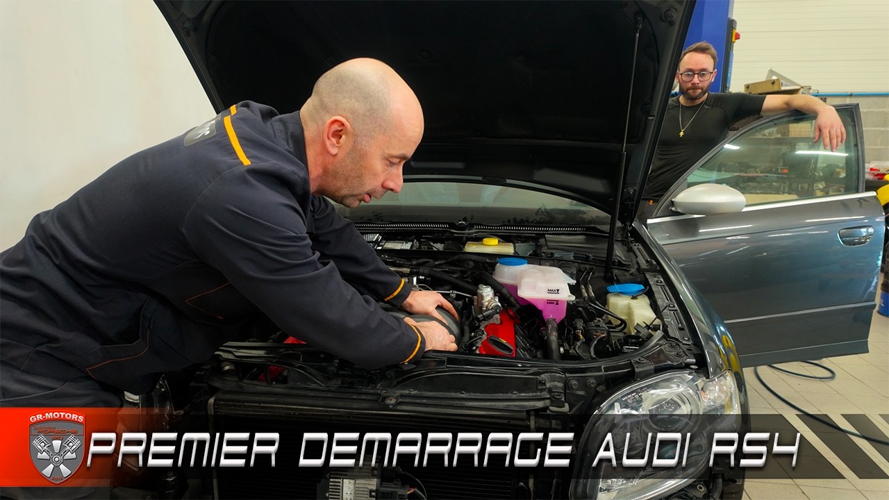 🔥 Remise en route du moteur de l&rsquo;Audi RS4 apr&egrave;s r&eacute;novation compl&egrave;te ! 🔧