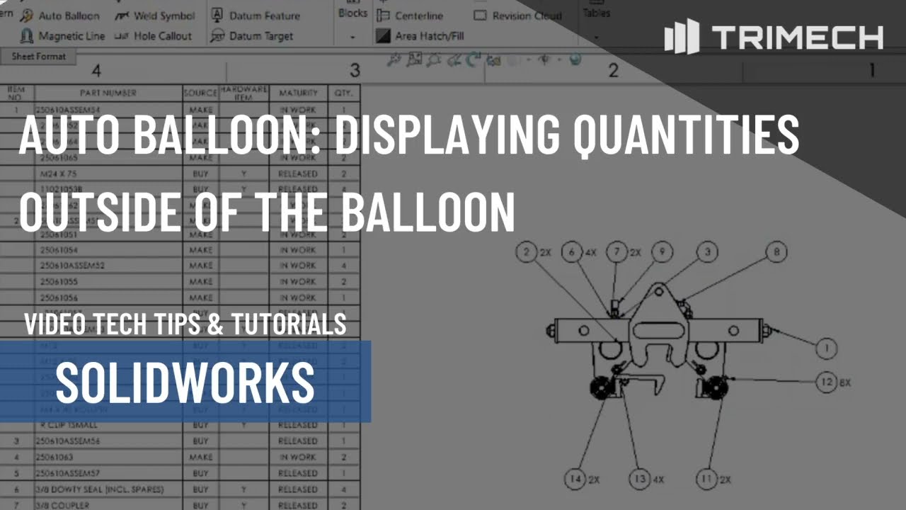 New in 2023: Auto Balloon - Displaying Quantities Outside of the Balloon in SOLIDWORKS