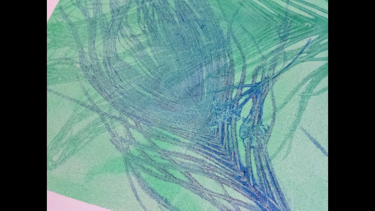 gelli printing with plants and feathers