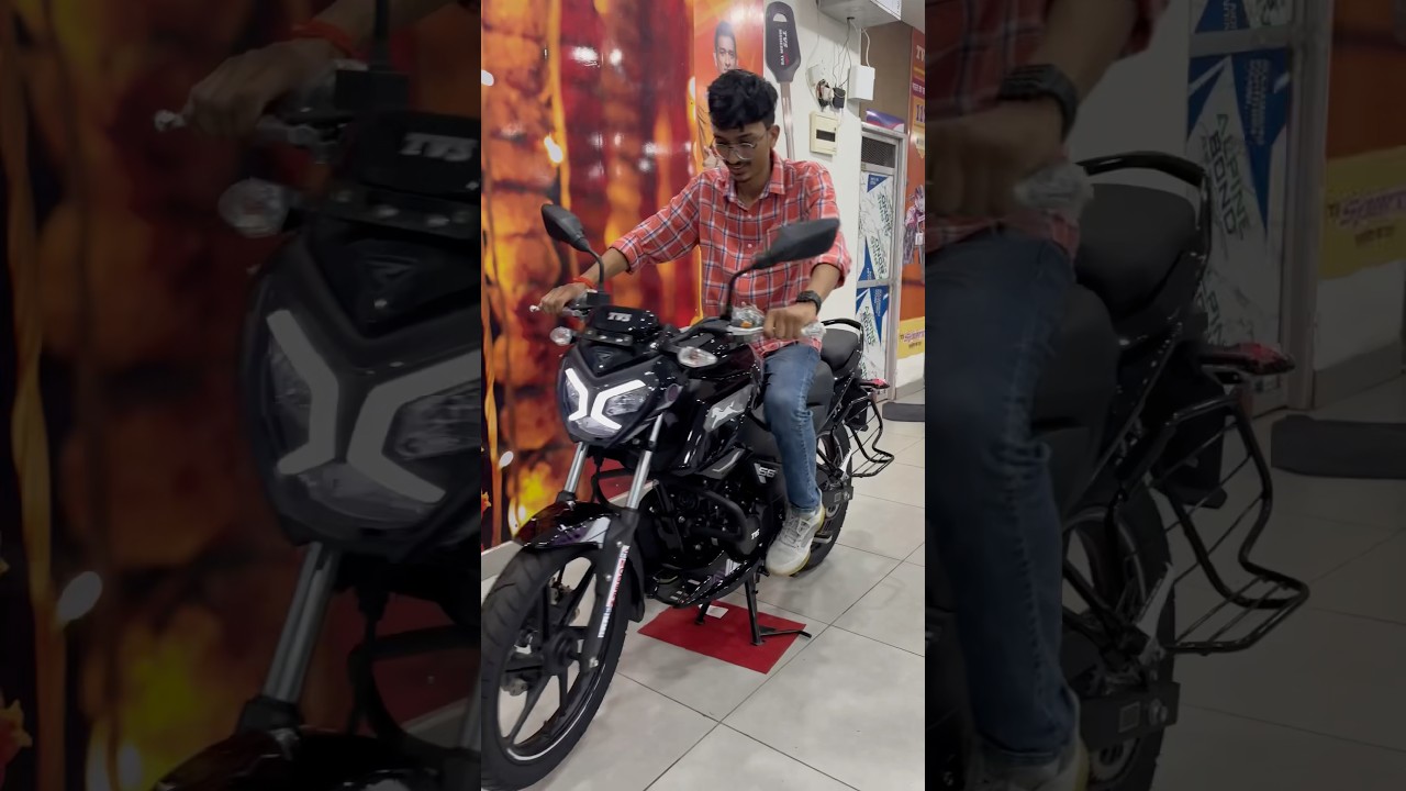 Taking delivery of TVS Raider  125  ￼Black Panther Colour 🔥 #shorts #tvsraider #tvs #tvsapachertr