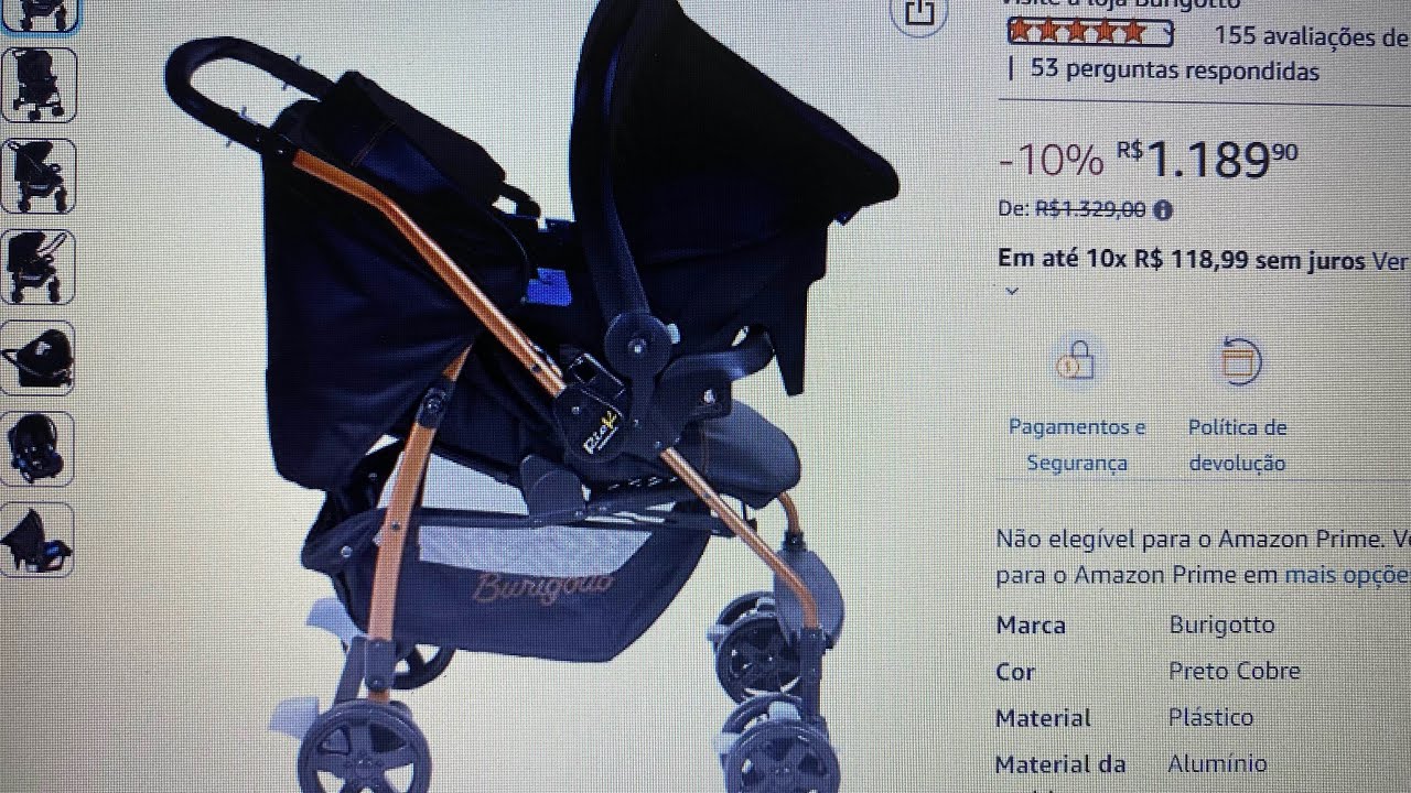 Carrinho de BB burigotto rio k em detalhes 😃