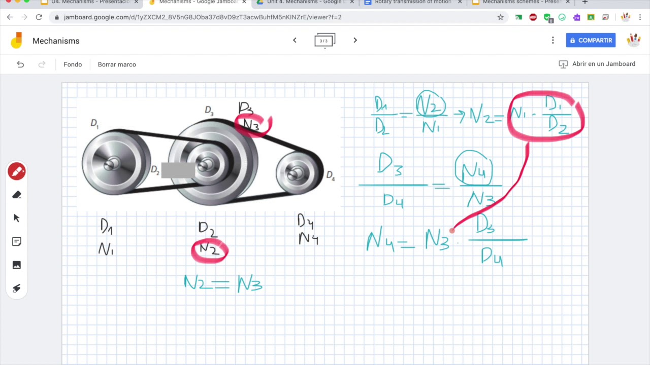 Compound belt drive problems: Where does the formula come from?