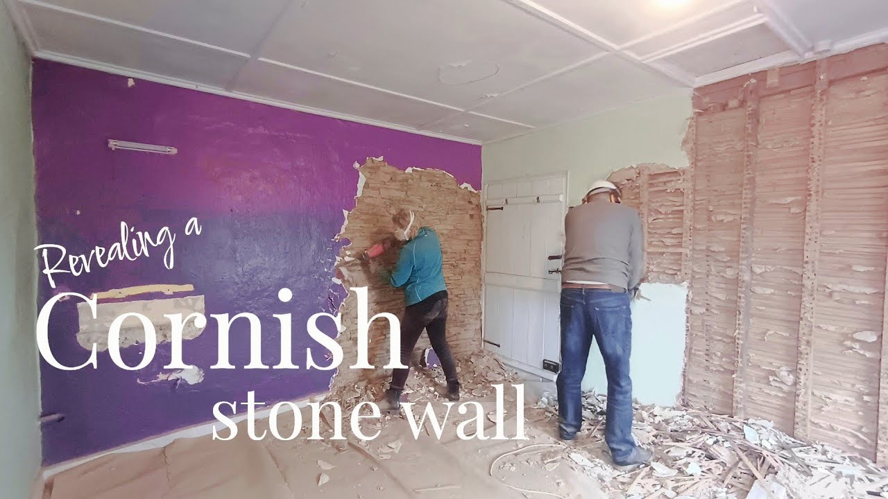 uncovering a cornish stone wall & demolishing another in the bedrooms #home #diy #asmr #renovation