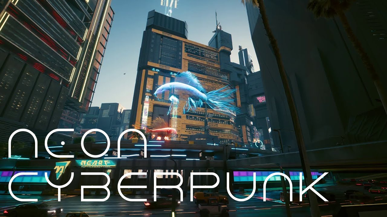 Cyberpunk 2077 Hologram City Ambience 4K | Futuristic Traffic & Neon Atmosphere | Night City Loop