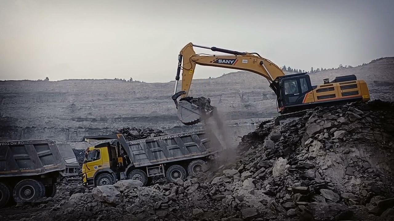 coal mine excavation. #SanyExcavator #VolvoTruck #miningmachine