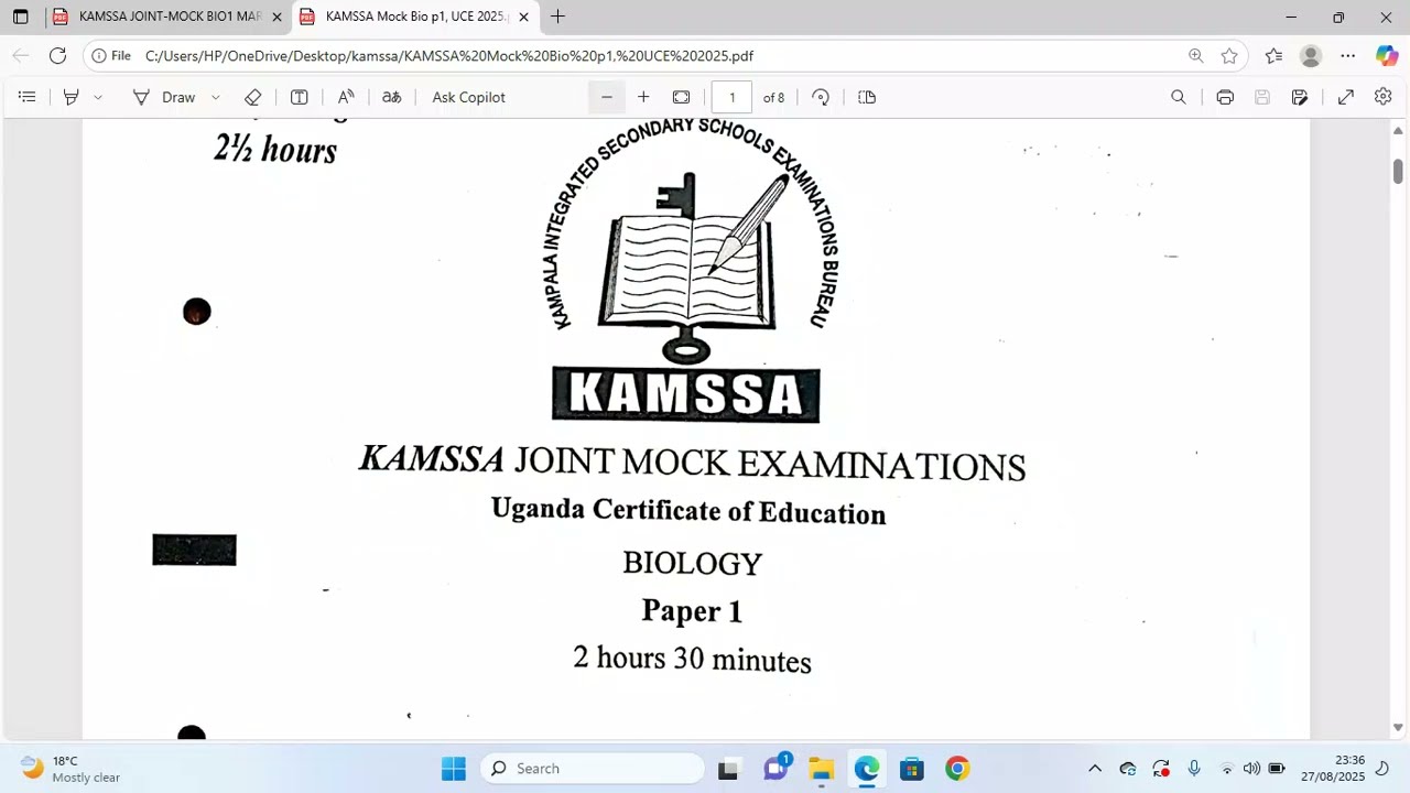 kamssa biology paper 1 proposed guide