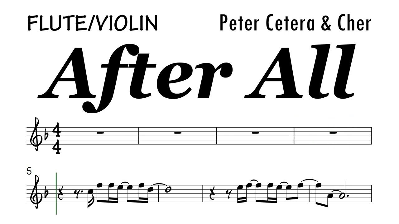 AFTER ALL easier key Flute Violin Sheet Music Backing Track Play Along Partitura