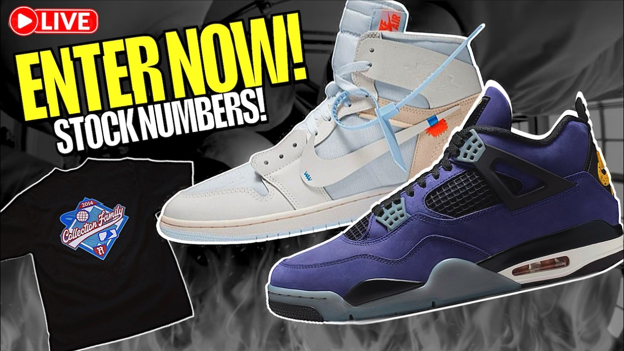 ENTER NOW! VIRGIL JORDAN 1 ALASKA & JORDAN 4 LAKE SHOW STOCK NUMBERS!