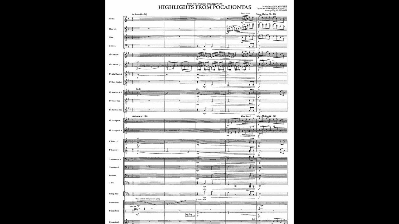Highlights from Pocahontas (Partitura para Banda) - arr. John Moss