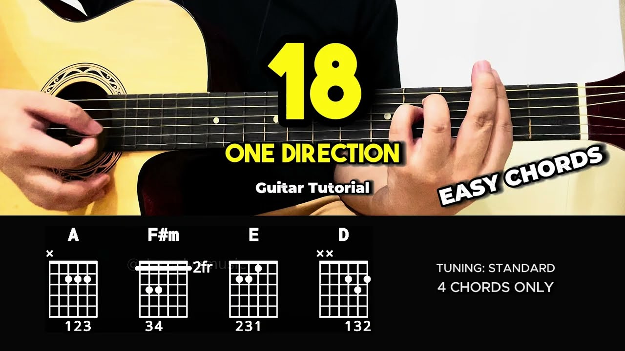 18 - One Direction | Easy Guitar Tutorial For Beginners (CHORDS & LYRICS) #guitarlesson #shorts