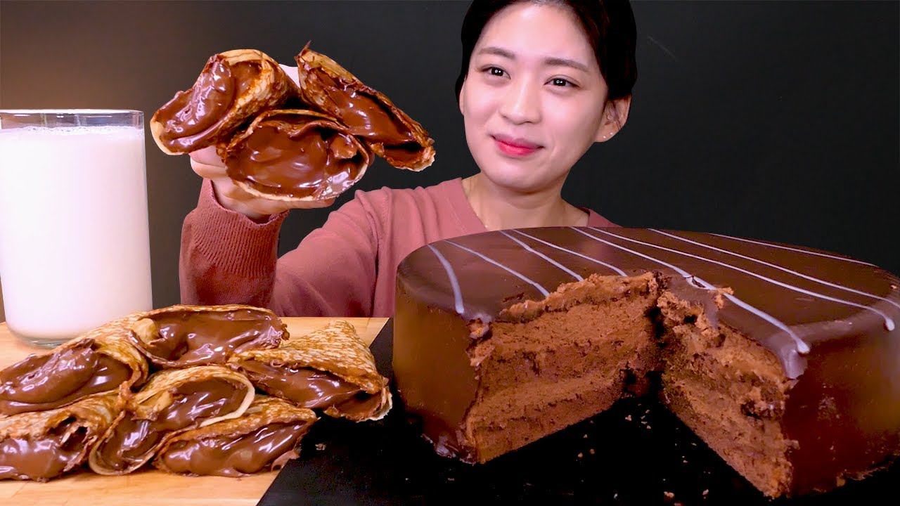🍫Chocolate Cake😍시내's Pick 초코케이크✨직접 만든 누텔라 크레이프와 초콜릿 무스 케이크 먹방❤[Coffeebean, Nutella Crepe] Mukbang