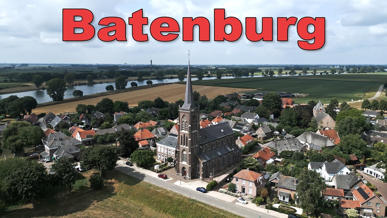 4K drone film Batenburg, dorp aan de Maas