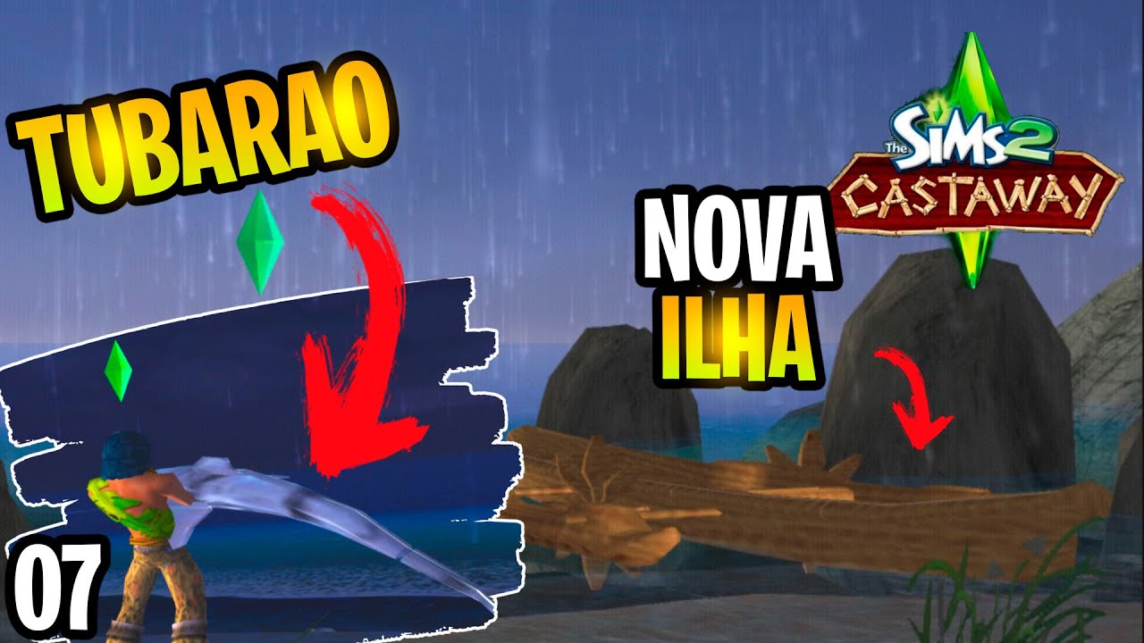 Fizemos a CANOA para a TERCEIRA ILHA! - The Sims 2 Naufragos (castaway) em 2021 - Playstation 2 #07