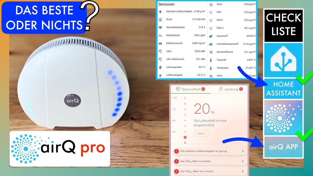 air-Q Pro Luftmessgerät Review - präziser misst keiner! Anleitung für App, Browser & Home Assistant