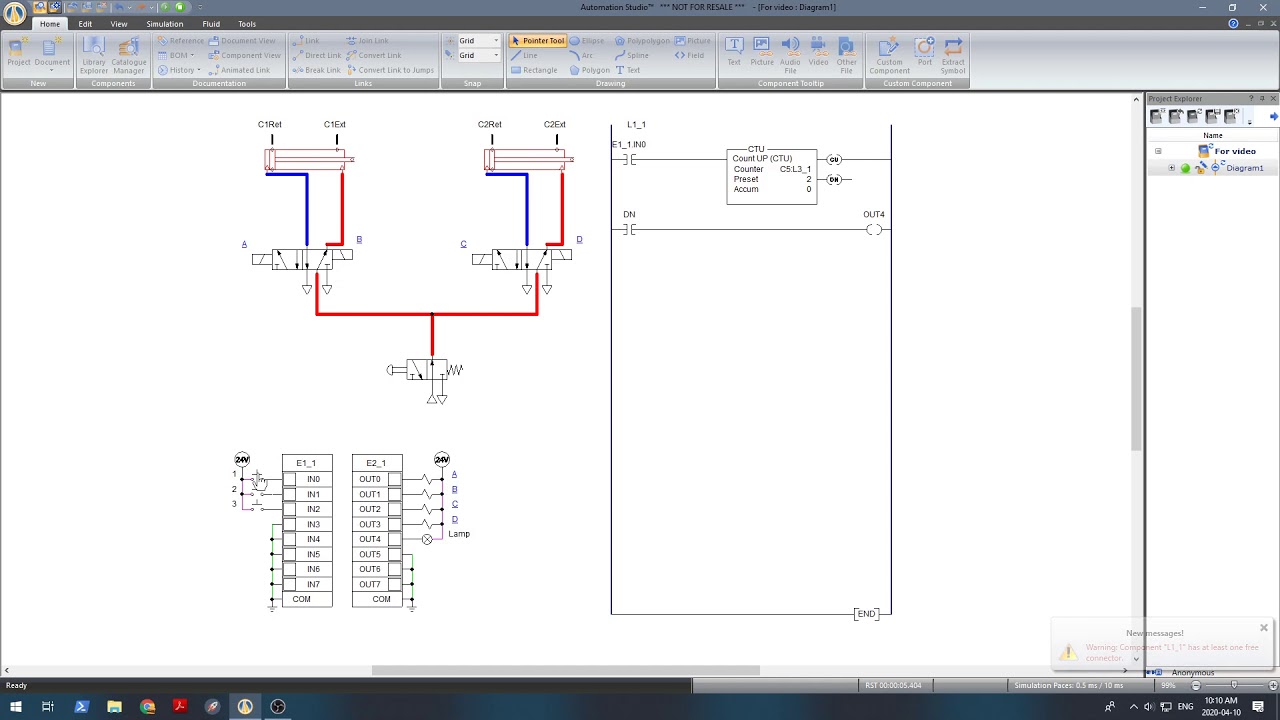 Using Counter Units in PLC Ladder Logic in Automation Studio