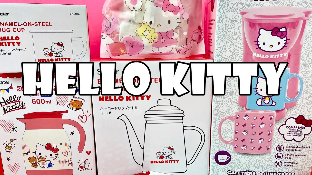 Comprinhas HELLO KITTY! Cafeteira, Garrafa Térmica, Chaleira, Caneca e Álbum De Figurinhas
