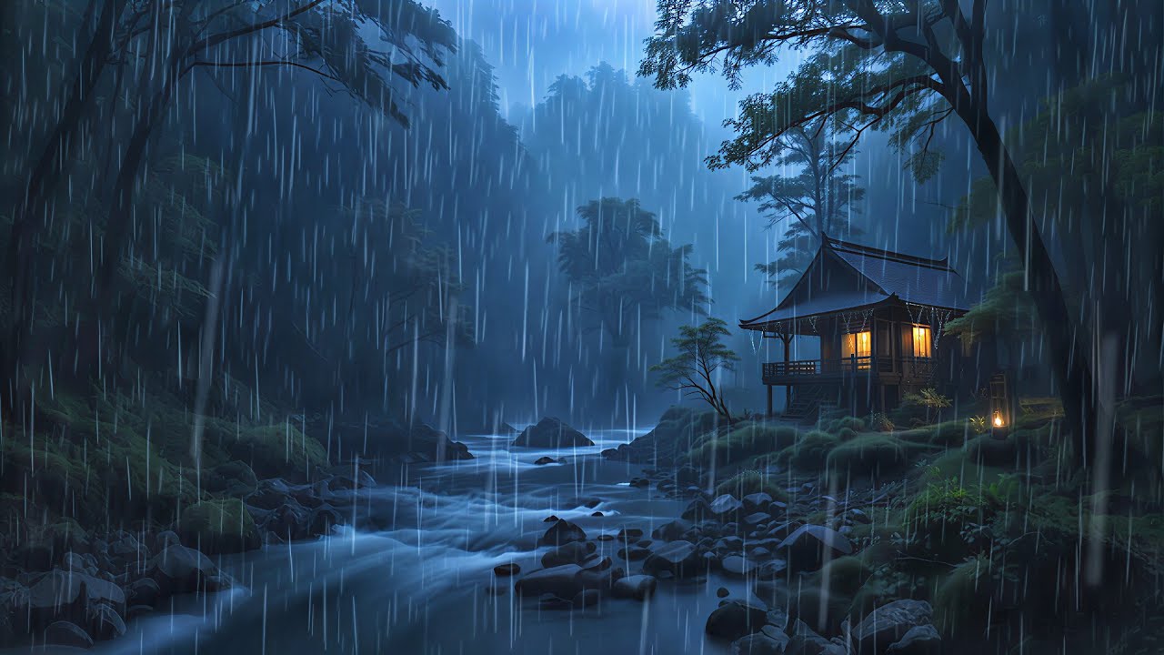 Nighttime Rain Sounds | Forest Ambience for Sleep, Study, Focus & Meditation