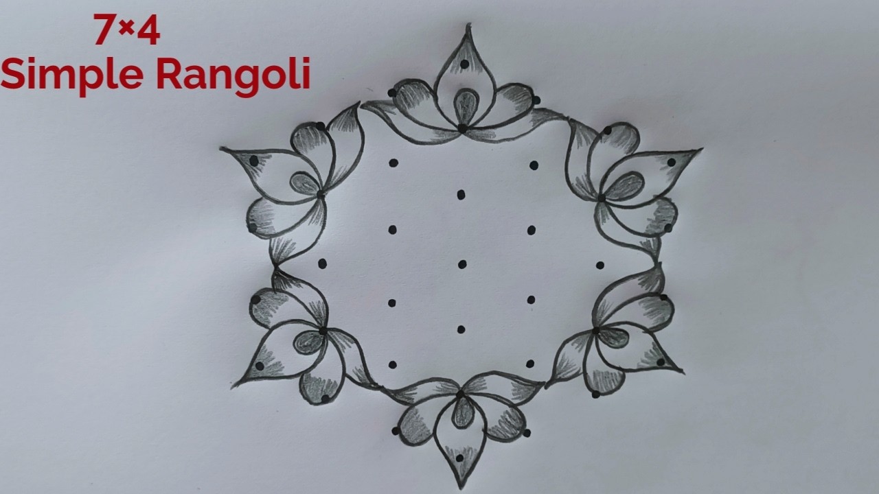 Very Simple and Easy Rangoli Design 🌺 7 Dot Flower Muggulu 🌺 Daily Rangoli 🌺 Beautiful Rangoli
