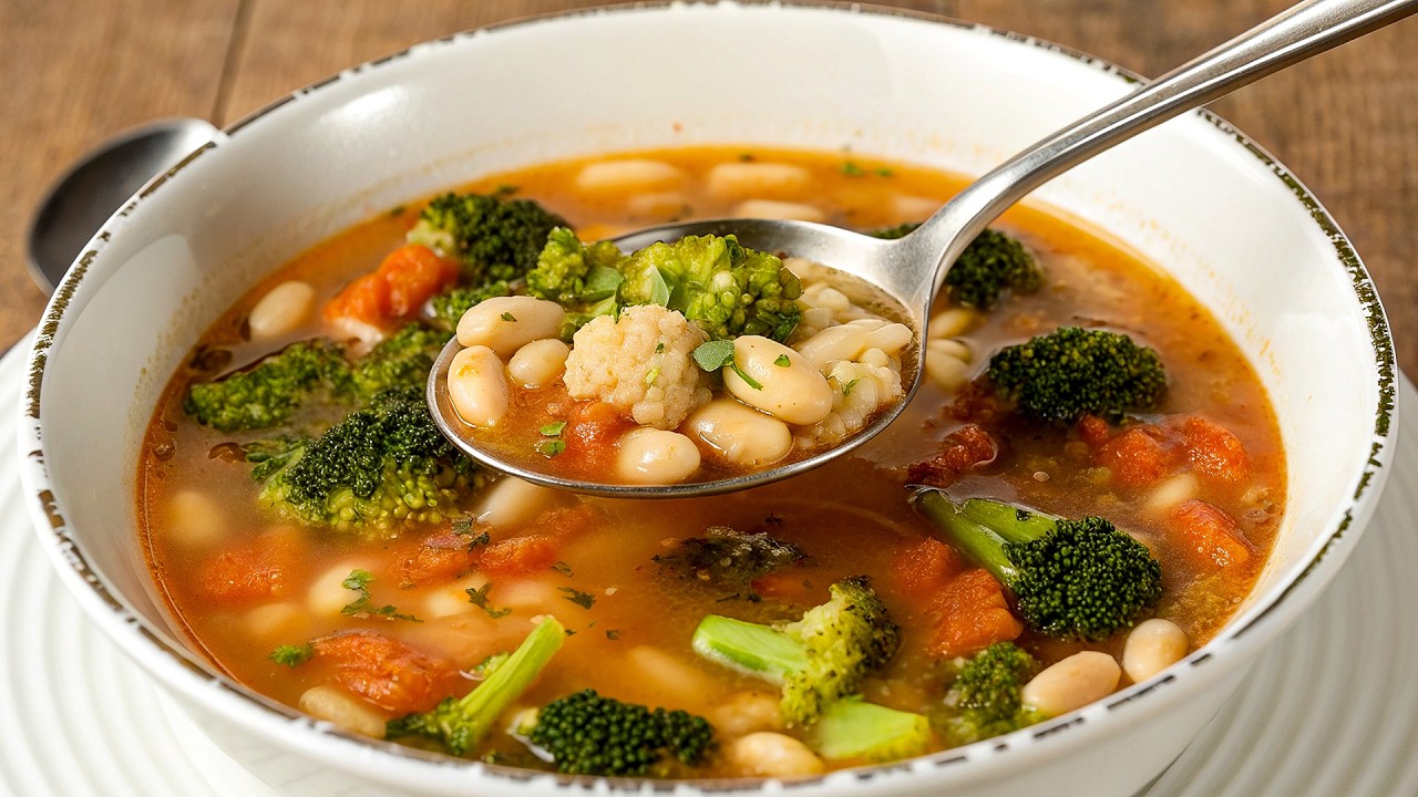Ich koche diese Gemüsesuppe Rezept jeden Tag! Bohnensuppe mit Brokkoli.