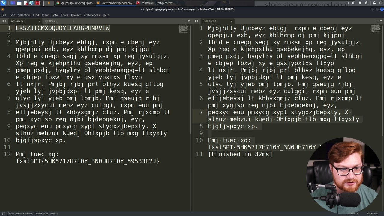 quipqiup и Python для подстановочных шифров (PicoCTF 2022 #24 'substitution0')