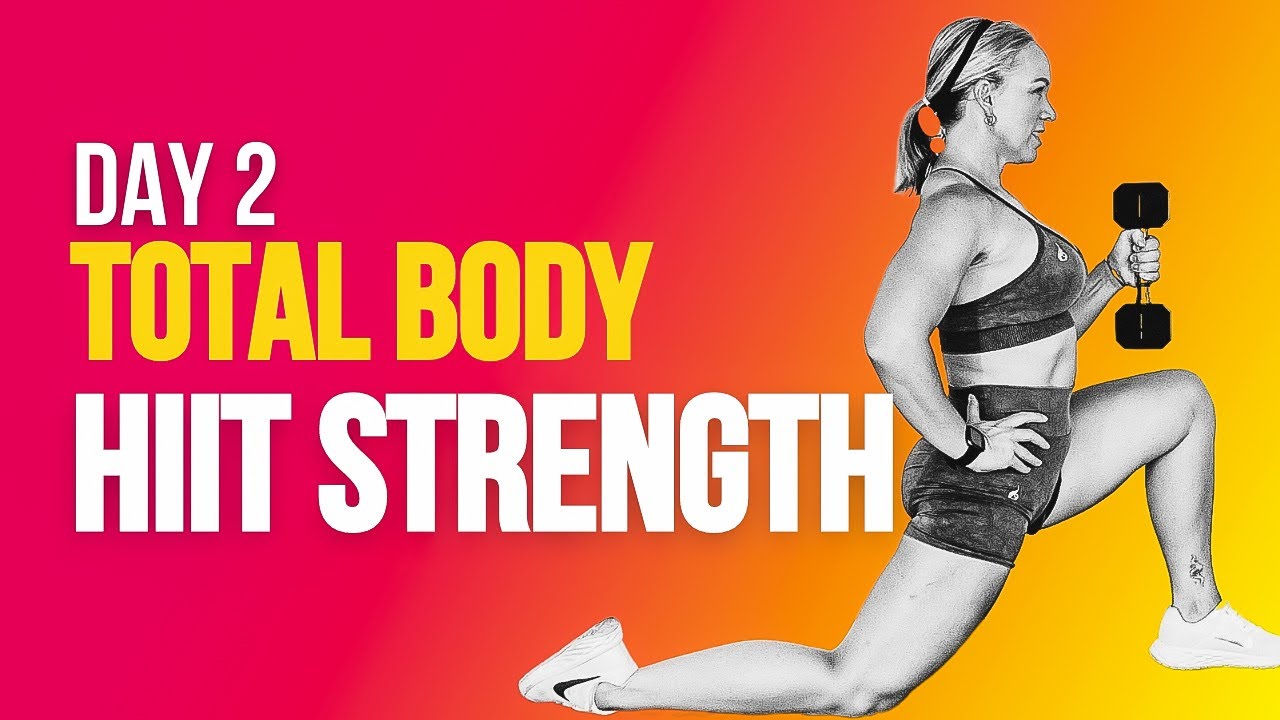 День 2 HIIT Сила | Тренировка для общего тонуса тела | HIIT с гантелями и собственным весом
