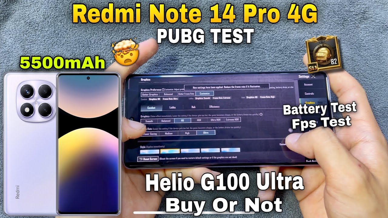 Redmi Note 14 Pro 4G Pubg Test !!🤯🔥 | Redmi Note 14 Pro 4G Pubg Fps Test | Battery Test | Gyro Test