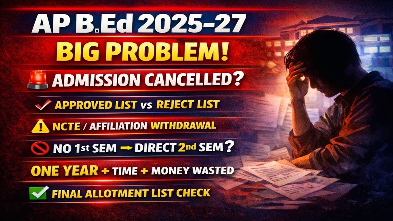 AP B.Ed 2025&ndash;27 BIG PROBLEM | Admission Cancelled? | Approved vs Reject List | Final Allotment List