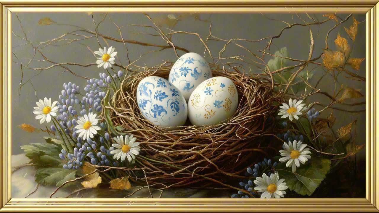 Easter Nest Painting | 4K Art Screensaver for Smart TV | Vintage Spring Still Life | Vintage Frames
