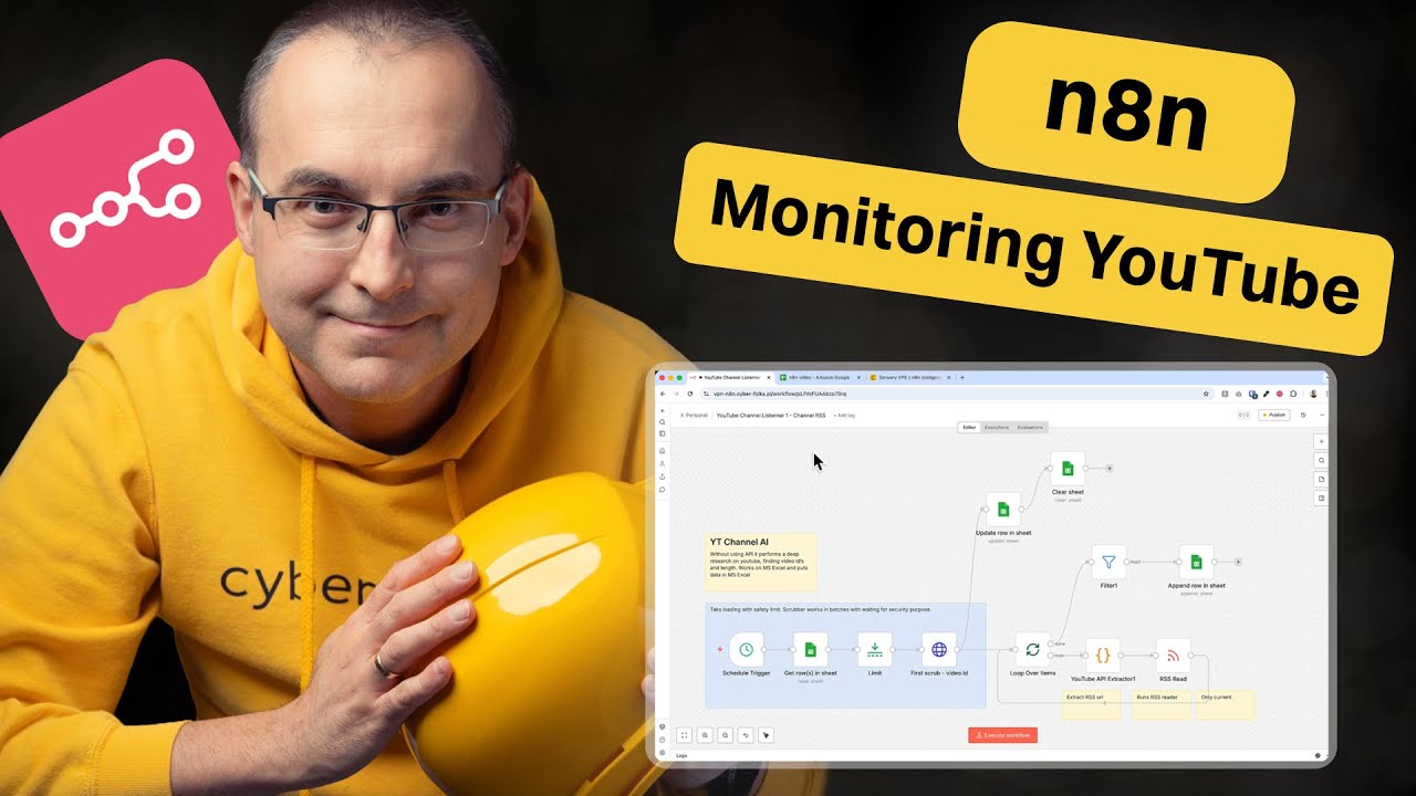 n8n: jak MONITOROWAĆ kanały na YOUTUBE AUTOMATYCZNIE [Poradnik]